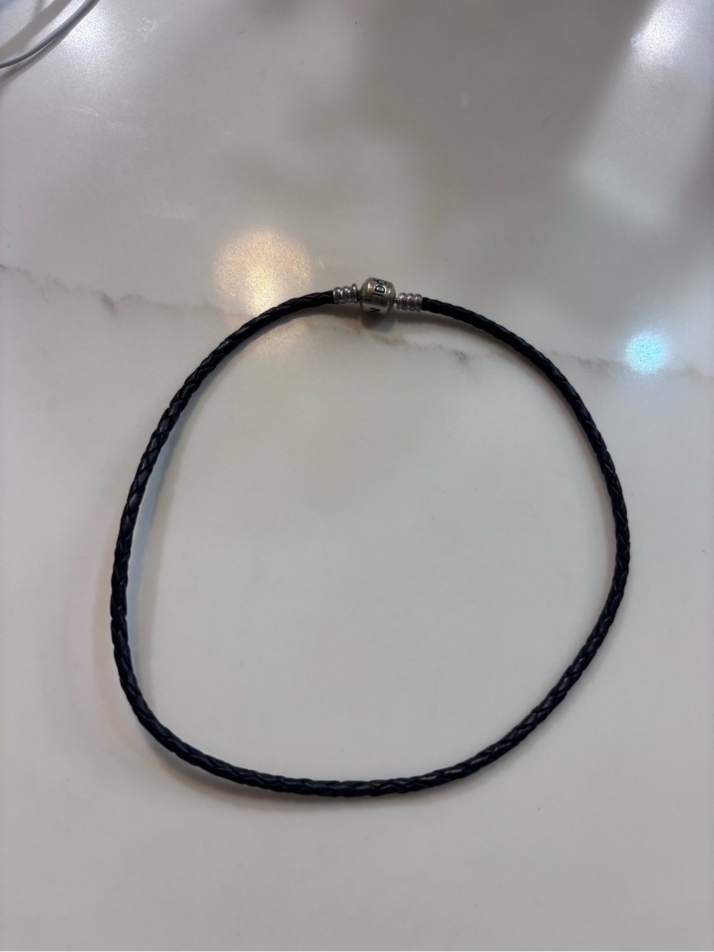 Authentic Leather Pandora Necklace with Sterling Clasp (14.75”)